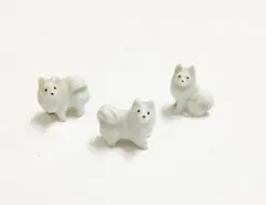 日本スピッツ犬の陶器置物 3体セット1950～60年代