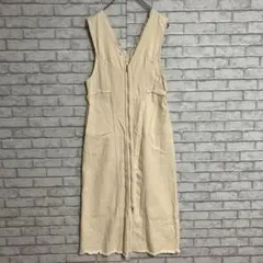 mari.emmy ホワイトデニム　ジャンパースカート　アイボリー　綿100％