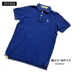 アバクロ ポロシャツ M 鹿ロゴ ネイビー 襟色褪せあり