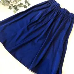 美品✨vis ネイビー フレアスカート ゴムウエスト Lサイズ