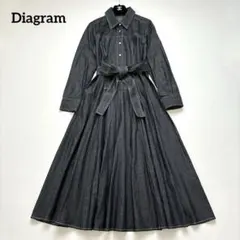 未使用級✨2026✨ダイアグラム シャツフレアワンピース グレー 2way 36のサムネイル