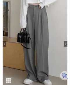 GRL M センタープレスタックワイドパンツ[ai38] グレー