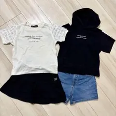 女の子　カジュアル服　まとめ売り　4枚Tシャツ　ショートパンツ　130cm