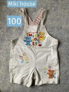 ミキハウス オーバーオール 100 くま 刺繍 サロペット 日本製　男の子