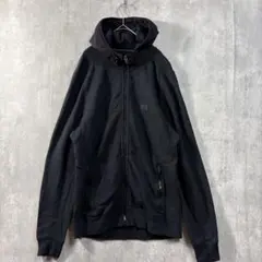 アバクロンビーアンドフィッチ フード異素材切替 ジップパーカー 黒 M 〆