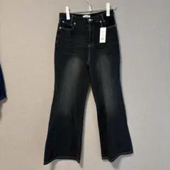 MONO-MART ヴィンテージオーバーダイ加工ワイドフレアデニムパンツ