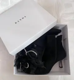 RANDA 2WAY リボンショートブーツ ブラック