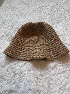ブラウン バケットハット 編み物