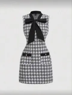 ノースリーブミニワンピース　千鳥柄