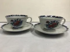 館林陶宗 陶宗窯 伊万里 肥前有田焼 染錦藤絵文 カップ＆ソーサー 2客