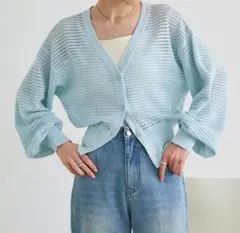 ⭐️新品タグ付 titivate ティティベイト メッシュカーディガン ブルー