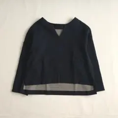 グリーンレーベルリラクシング　Vネック 長袖カットソー　ネイビー　F