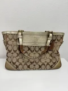 Coach トートバッグ ベージュ ゴールド