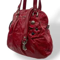 Coach Poppy Flower Enamel Tote Bag Red
