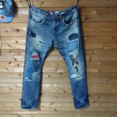 PRPS NOIR W33　デニムパンツ ダメージ加工 紫製品　32 PRPS NOIR W33 デニムパンツ ダメージ加工 紫製品 32 - メルカリ