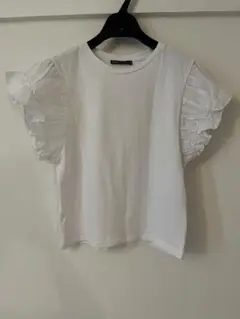ZARA フリル袖 ホワイト Tシャツ S