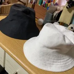 【2色セット】ユニクロ UVカットニットバケットハット ブラック＆ホワイト