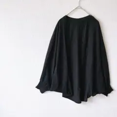 ドルマンスリーブカーディガン【3L】ミドル丈 黑 七～八分袖 薄手 大きいサイズ