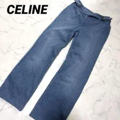 CELINEセリーヌ　ビンテージ風ストレートデニムパンツ　サイドベルトのサムネイル