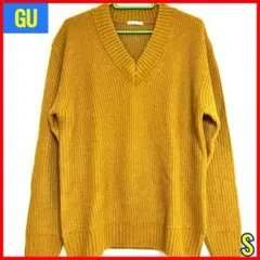 金*や様 GU リブ編み Vネック セーター マスタード　Sサイズ