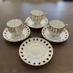 セーエー陶器　足つきカップ＆ソーサー 3客セット➕ソーサー1枚　ラスター彩