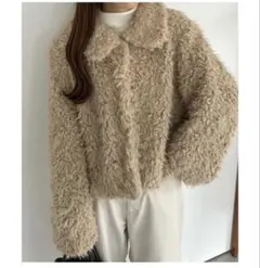 【タイムセール】JUNOAH ベージュ callautia ファージャケット