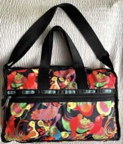 LeSportsac バード柄 2way ボストンバッグ ポーチ付き