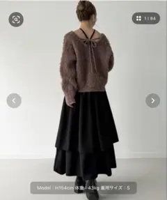 バックリボンニット+ティアードフレアキャミワンピースset