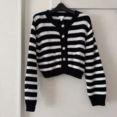 H＆M ストライプ ボーダー薄手ニットカーディガン