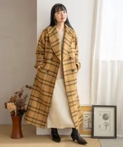 LOWRYS FARM ローリーズファームダブルコートイエローチェック