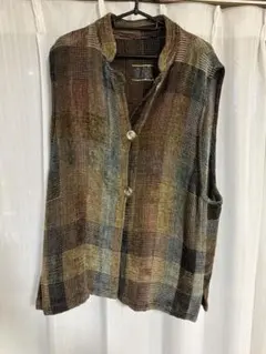 【古着】チェック柄 ベスト