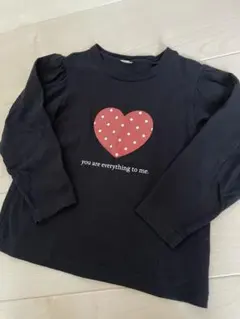 ハート柄　長袖カットソー 110サイズ　ブラック