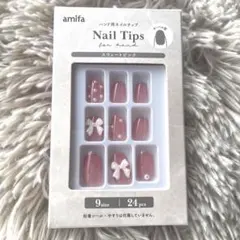 amifa ネイルチップ ピンク 24個入り