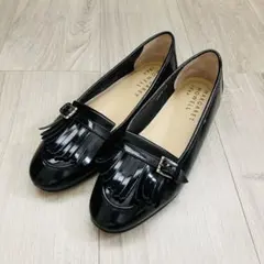 MARGARET HOWELL エナメル　レザー　ローファー　フリンジブラック