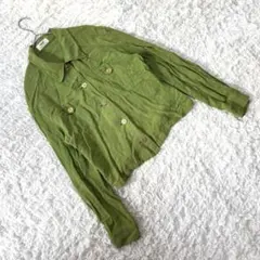 美品【マルチミックス】（M）シャツ 麻混 グリーン 抹茶色 y2k 秋色