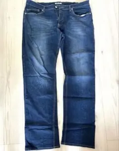 ダークブルーストレートレッグデニム大きめジーンズメンズパンツウエスト94XL