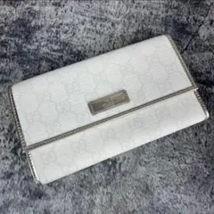 GUCCI GG柄 PVC 三つ折り 長財布 ホワイト シルバーのサムネイル