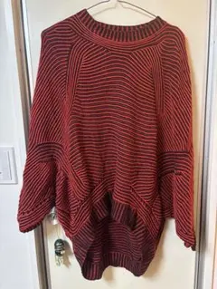 KBF 赤黒ボーダーオーバーサイズニット