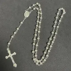 N035-a 十字架 クロス ロザリオ ロング ネックレス ビーズ マリア