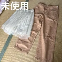 新品未使用　M エヘカソポ　ピンクベージュ　カジュアルパンツ　チュールスカートのサムネイル