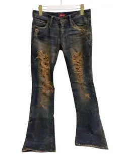 マラキア クラッシュデニム フレアパンツ Y2K 平成ギャル