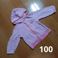 100★フード付きパーカー ピンクストライプ 女の子