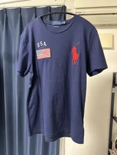 POLO ネイビー Tシャツ USA国旗刺繍