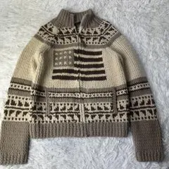 90's Ralph Lauren M /ポロラルフカウチン 米国星国旗デザイン