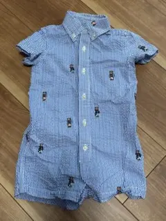 ポロラルフローレン ロンパース ポロベア ストライプ ブルー 9M