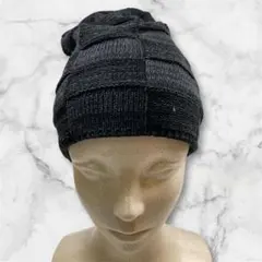 ニット帽　フリース　裏地付き　ダークグレー　裏起毛　暖かい　男女兼用