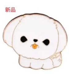 [新品] 犬のキャラクターピンバッジ ホワイト 匿名配送