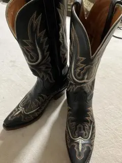 刺繍入り黒ウエスタンブーツ