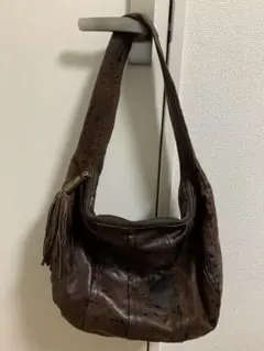 HIROKO KOSHINO レザーショルダーバッグ フリンジ付き