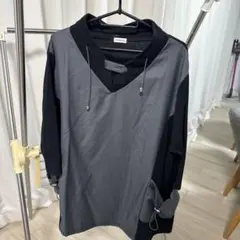 noonny フード付き七分袖カットソー グレー/ブラック